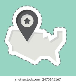 Sticker line cut America Map. related to America symbol. simple design illustration