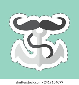 Sticker line cut Anchor. related to Hipster symbol. simple design editable. simple illustration