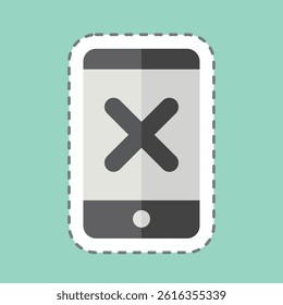 Sticker line cut App. related to Exclamation symbol. design editable