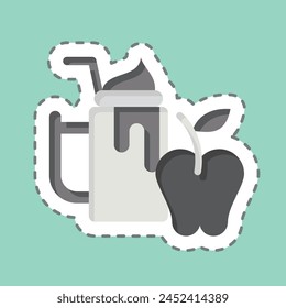 Sticker line cut Apple. related to Healthy Food symbol. simple design illustration