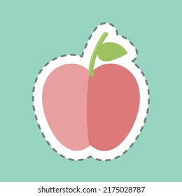 Sticker line cut Apples. suitable for garden symbol. simple design editable. design template vector. simple symbol illustration