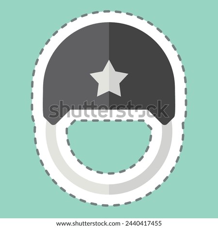 Sticker line cut Army Helmet. related to Military And Army symbol. simple design illustration