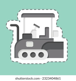 Sticker line cut Asphalt Paver. related to Construction Vehicles symbol. simple design editable. simple illustration