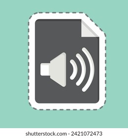 Sticker line cut Audio File. related to Podcast symbol. simple design editable. simple illustration