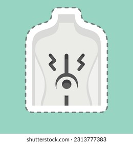 Sticker line cut Back Pain. related to Body Ache symbol. simple design editable. simple illustration