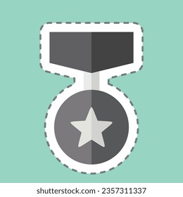 Sticker line cut Badge 4. related to Award symbol. simple design editable. simple illustration