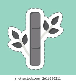 Sticker line cut Bamboo. related to Fabric symbol. design editable