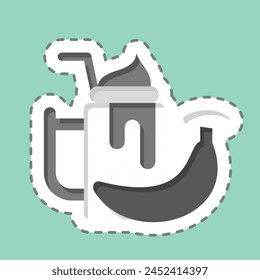 Sticker line cut Banana Smothie. related to Healthy Food symbol. simple design illustration