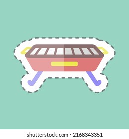 Aufkleber Linie schneiden Barbecue. geeignet für Home Symbol. einfaches Design bearbeitbar. Designvorlage, Vektor. einfache Symbolillustration