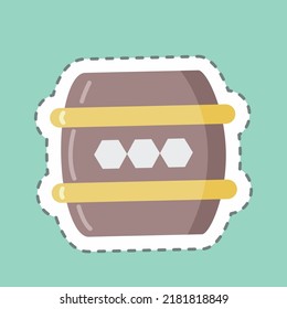 Sticker line cut Barrel. suitable for Bee Farm. simple design editable. design template vector. simple illustration