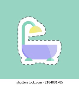 Sticker line cut Bathroom. suitable for education symbol. simple design editable. design template vector. simple illustration