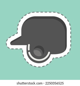 Sticker line cut Batting Helmet. related to Sports Equipment symbol. simple design editable. simple illustration