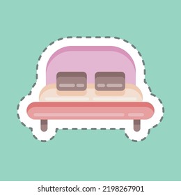 Sticker line cut Bed. suitable for Kids symbol. simple design editable. design template vector. simple illustration