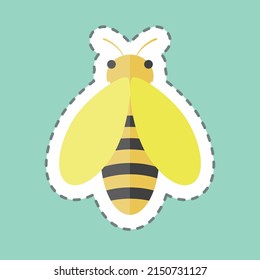 Sticker line cut Bee. suitable for animal symbol. simple design editable. design template vector. simple symbol illustration