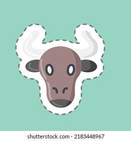 Corta la carne de la línea de pegatinas. adecuado para la carne. diseño simple editable. vector de plantilla de diseño. ilustración simple