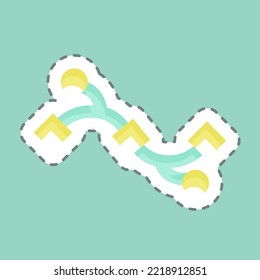 Sticker line cut Bezier Curve. related to Graphic Design Tools symbol. simple design editable. simple illustration. simple vector