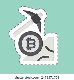 Sticker line cut Bitcoin Mining. related to Cryptography symbol. simple design illustration