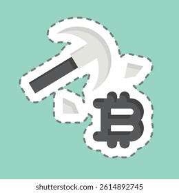 Sticker line cut Bitcoin Mining. related to Cryptocurrency symbol