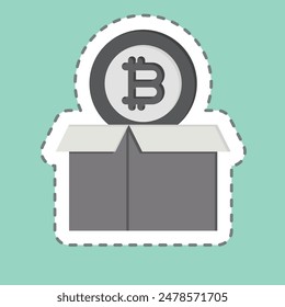 Sticker line cut Bitcoin Parcel. related to Cryptography symbol. simple design illustration