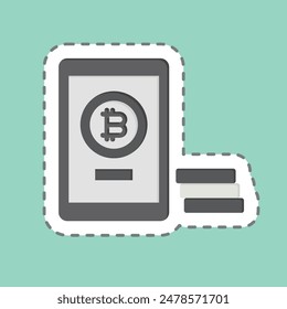 Sticker line cut Bitcoin Payment. related to Cryptography symbol. simple design illustration