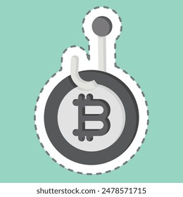 Sticker line cut Bitcoin Phising. related to Cryptography symbol. simple design illustration