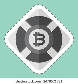 Sticker line cut Bitcoin Safety. related to Cryptography symbol. simple design illustration