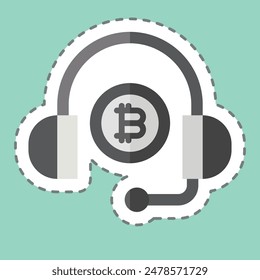 Sticker line cut Bitcoin Support. related to Cryptography symbol. simple design illustration