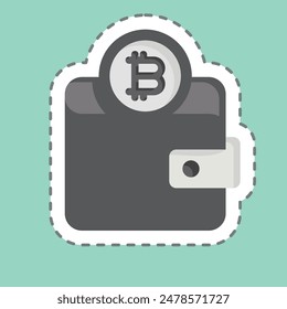 Sticker line cut Bitcoin Wallet. related to Cryptography symbol. simple design illustration