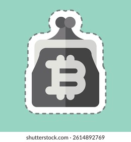 Sticker line cut Bitcoin Wallet. related to Cryptocurrency symbol