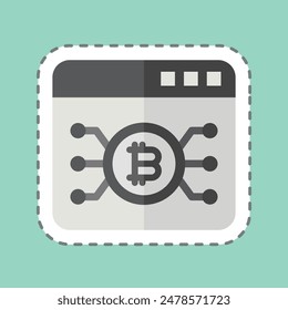 Sticker line cut Bitcoin Web. related to Cryptography symbol. simple design illustration