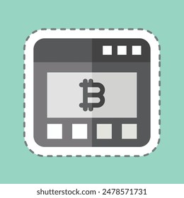 Sticker line cut Bitcoin Website. related to Cryptography symbol. simple design illustration