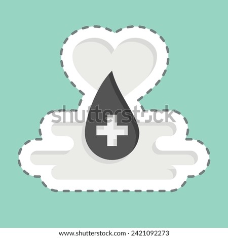 Sticker line cut Blood Drops. related to Blood Donation symbol. simple design editable. simple illustration