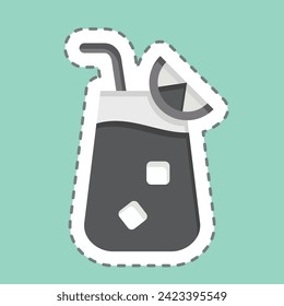 Sticker line cut Blue Lagoon. related to Cocktails,Drink symbol. simple design editable. simple illustration