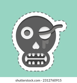 Sticker line cut Bones. related to Halloween symbol. simple design editable. simple illustration