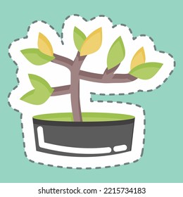 Sticker line cut Bonsai. suitable for Garden symbol. simple design editable. design template vector. simple illustration