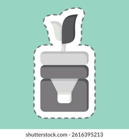 Sticker line cut Bottle Recycle. related to Save the World symbol. editable
