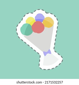 Sticker line cut Bouquet. suitable for Wedding symbol. simple design editable. design template vector. simple symbol illustration