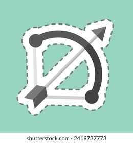 Corta la línea de pegatinas Bow y Arrow. en relación con el símbolo de armas. diseño simple editable. ilustración simple