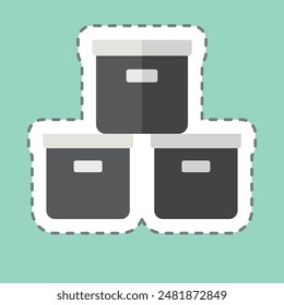 Sticker line cut Box. related to Office symbol. simple design illustration