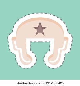 Sticker line cut Boxing Helmet. related to Combat Sport symbol. simple design editable. simple illustration.boxing