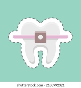 Sticker line cut Braces. suitable for medicine symbol. simple design editable. design template vector. simple illustration