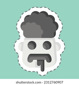 Sticker line cut Brain. related to Halloween symbol. simple design editable. simple illustration