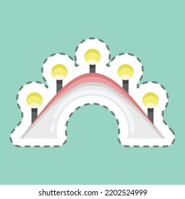 Sticker line cut Bridge. suitable for City Park symbol. simple design editable. design template vector. simple illustration