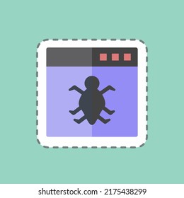 Sticker line cut Bug in Application. suitable for Programming symbol. simple design editable. design template vector. simple symbol illustration