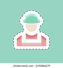 Sticker line cut Builder. suitable for building symbol. simple design editable. design template vector. simple illustration