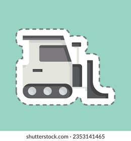 Sticker line cut Bulldozer. related to Building Material symbol. simple design editable. simple illustration