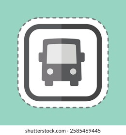 Sticker line cut Bus. related to Public symbol. design editable