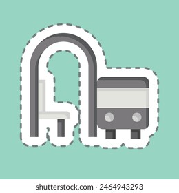Sticker line cut Bus Stop. related to City symbol. simple design illustration