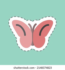 Sticker line cut Butterfly Flying. suitable for Spring symbol. simple design editable. design template vector. simple symbol illustration
