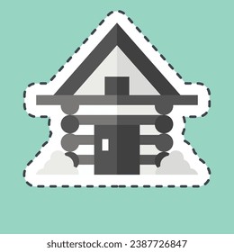 Sticker line cut Cabin. related to Russia symbol. simple design editable. simple illustration